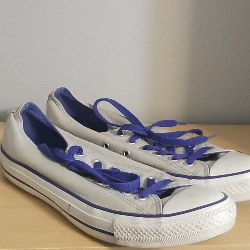 Gray Converse With Blue Trim